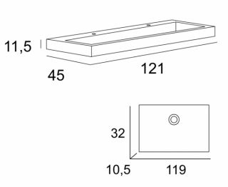 Раковина из искусственного мрамора Cezares 50314, 120 см белый